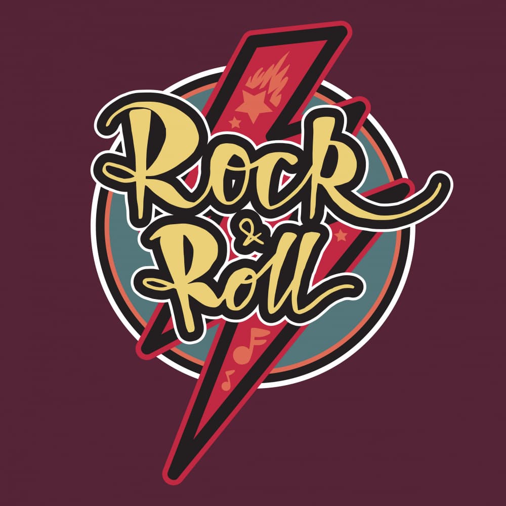 Rock and Roll Emblem by Marika Barsrsind — canvas wall art