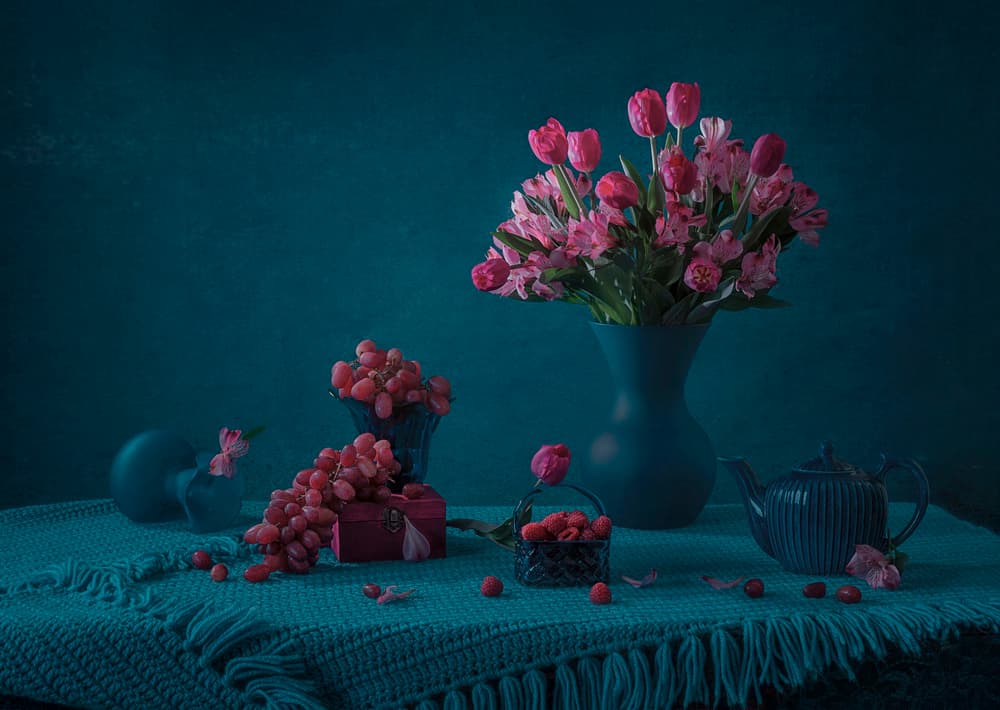 Moody Floral Still Life by Lydia Jacobs — canvas wall art