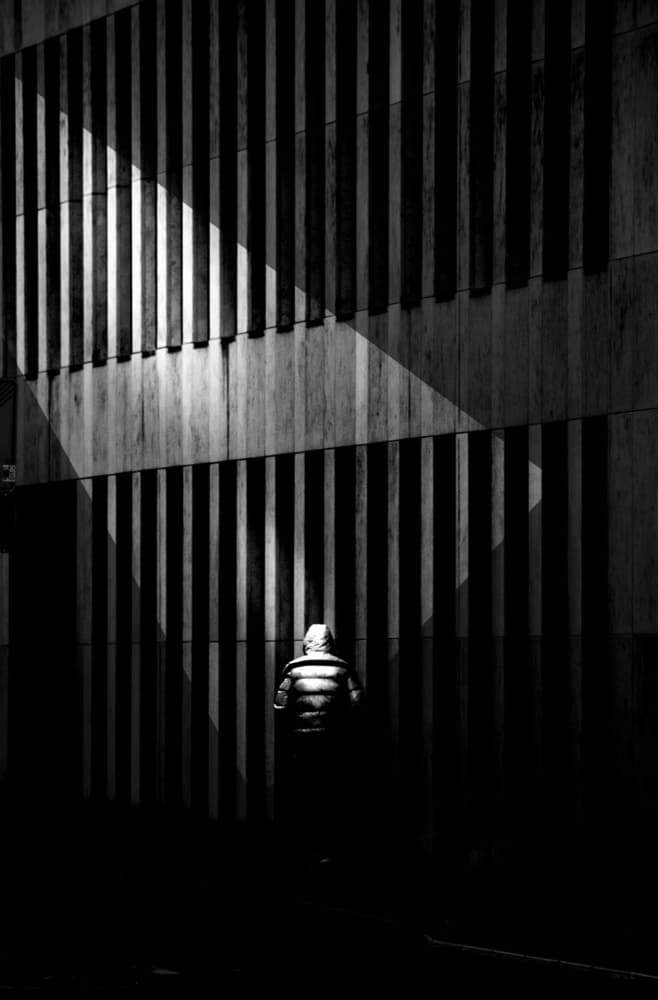 Man in Striped Shadows by Raju Khan — canvas wall art