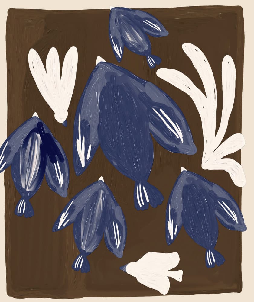 Abstract Blue Birds by Josie George — canvas wall art