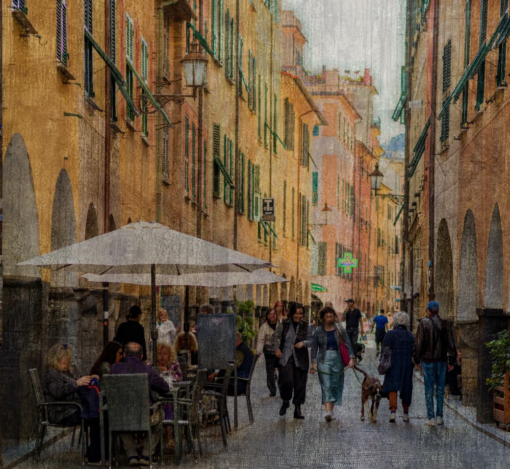 Lively European Street Cafe by Isabelle DUPONT — canvas wall art
