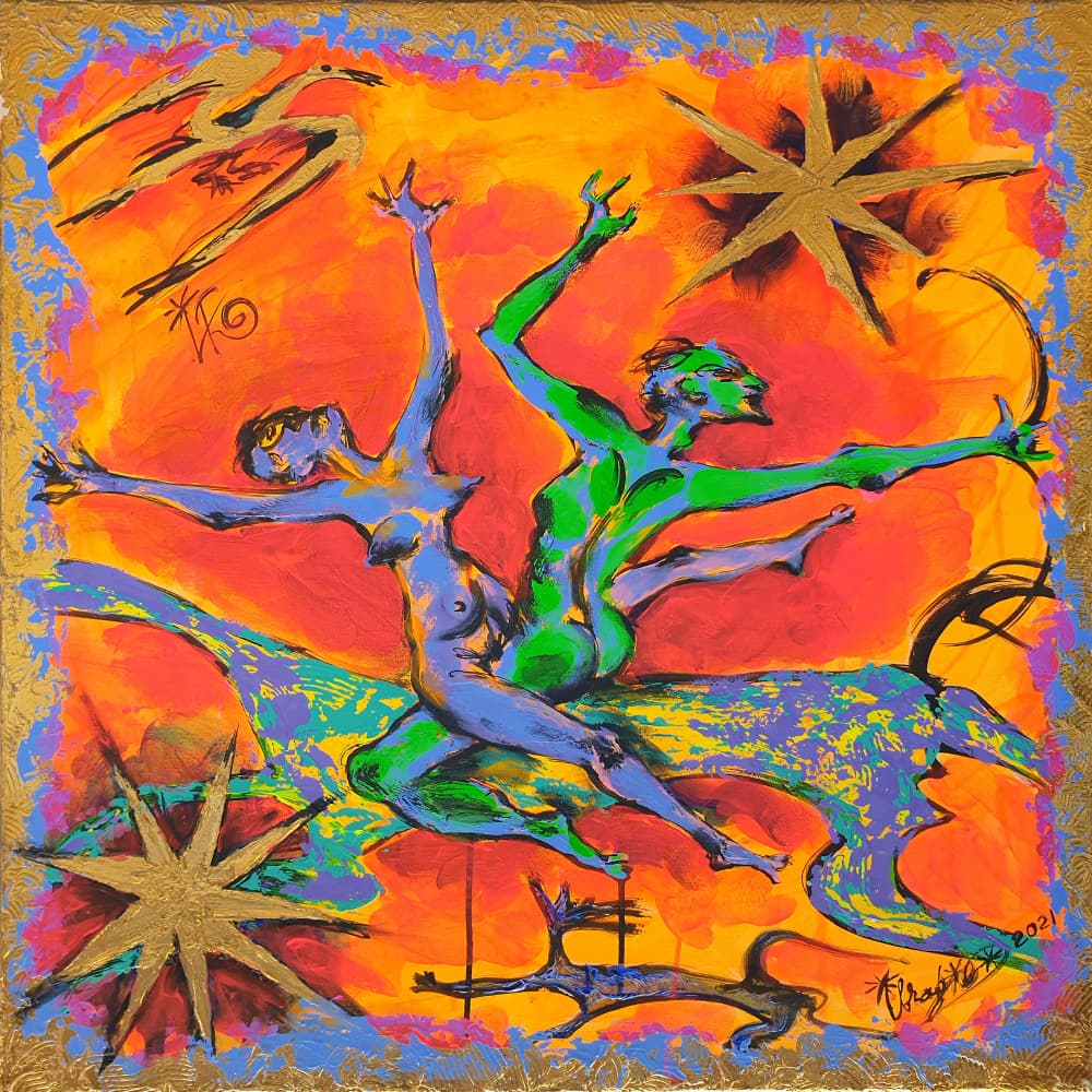 Vibrant Dancing Figures by Kanat Ibragimov — canvas wall art
