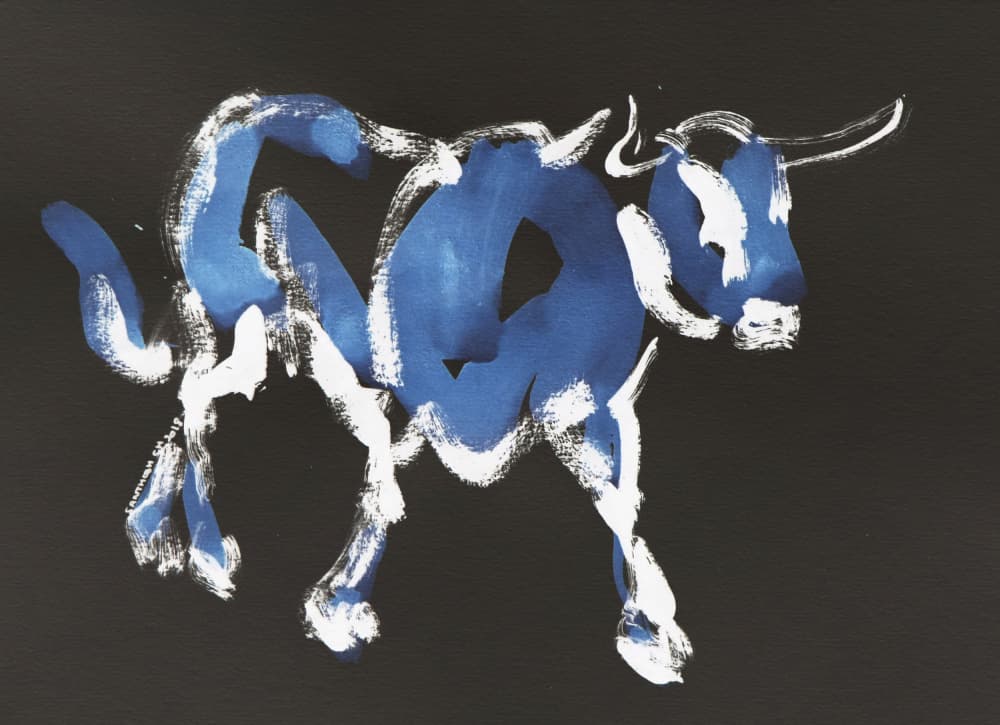 Abstract Blue Bull by Santhosh ch — canvas wall art