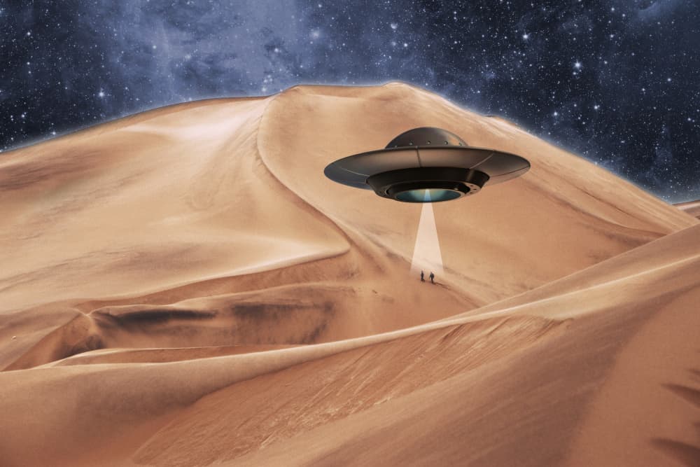 UFO Over Desert Dunes by Emiliano Deificus — canvas wall art
