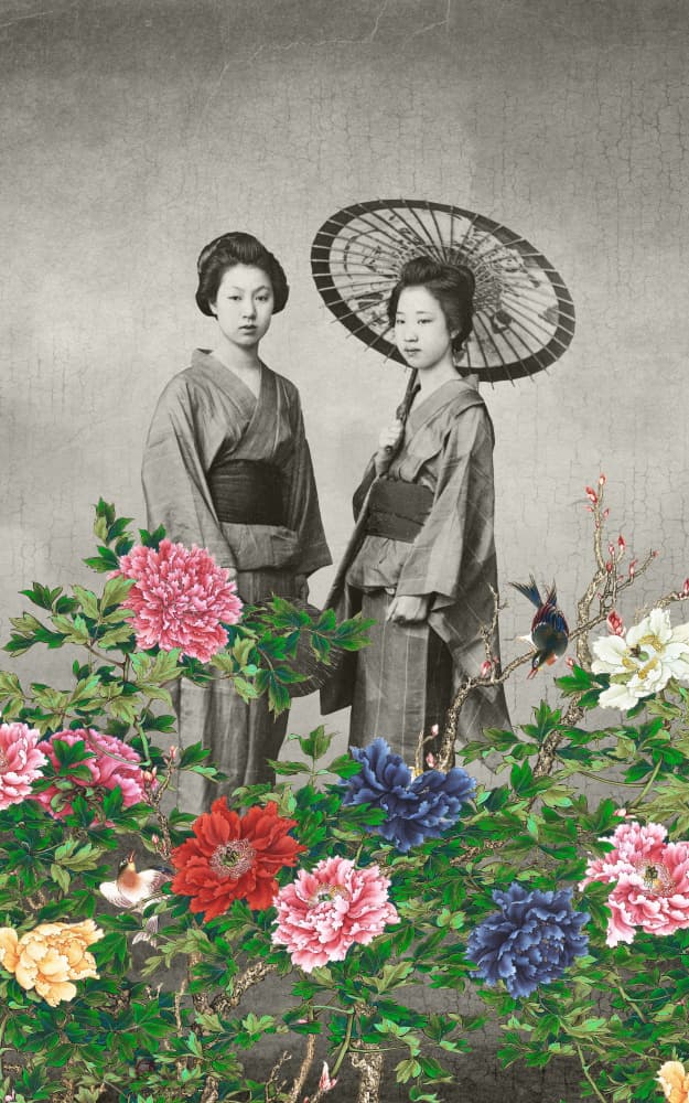 Vintage Japanese Peonies by Marja van den Hurk — canvas wall art