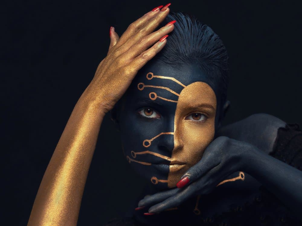 Golden Circuit Woman by Mihai Bogdan R — canvas wall art