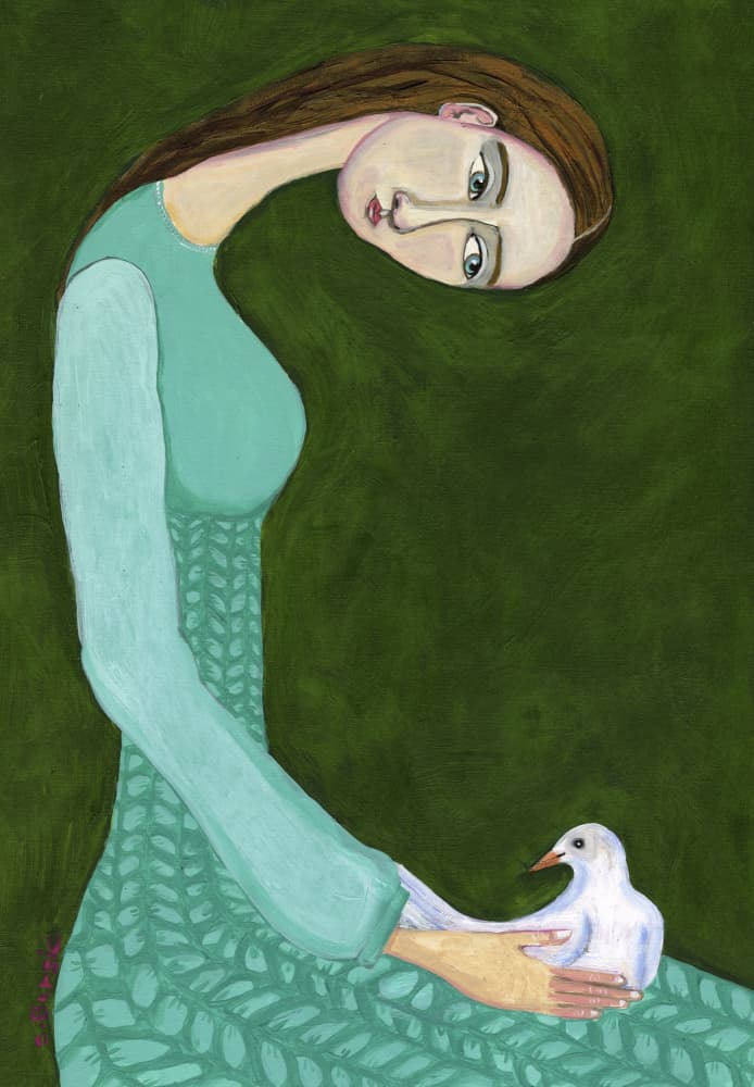 Serene Woman and Dove by Sharyn Bursic — canvas wall art