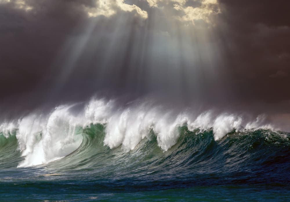 Ocean Wave Sunrays by אייל בר אור • Eyal Bar Or — canvas wall art