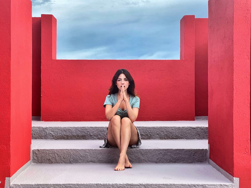 Red Wall Contemplation by Rafael L. Bardají — canvas wall art