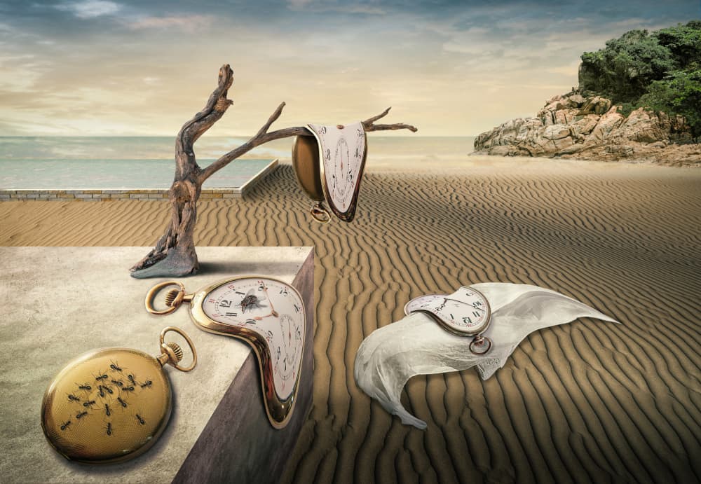 Surreal Melting Clocks by Marcel Egger — canvas wall art