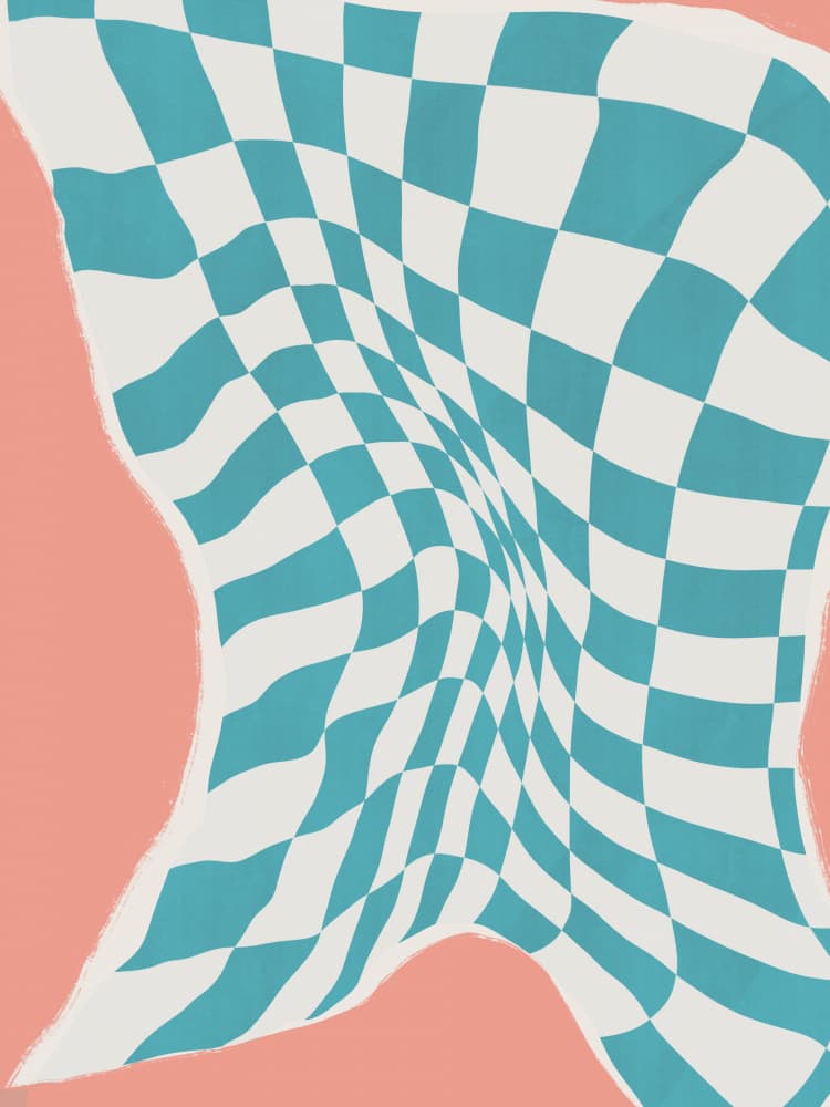 Retro Wavy Checkers by Little Dean — canvas wall art
