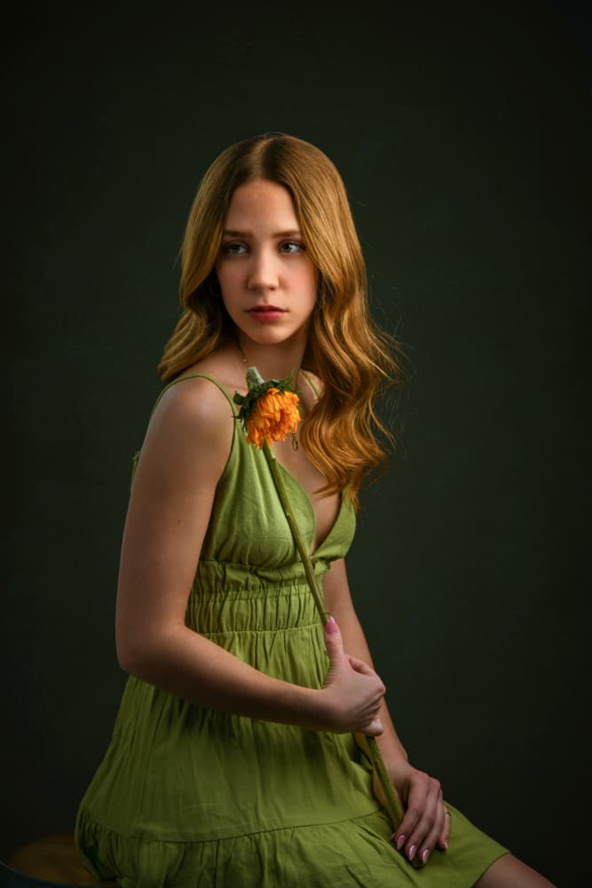 Lola with sunflower by Rob Li — canvas wall art
