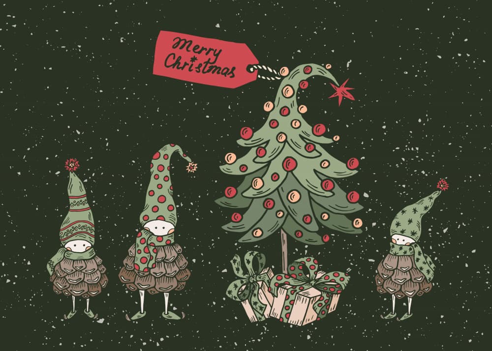 Merry Christmas Gnomes by Olena Kovalova — canvas wall art