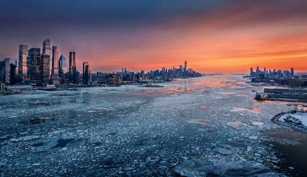 Frozen City Sunset by Wei (David) Dai — canvas wall art
