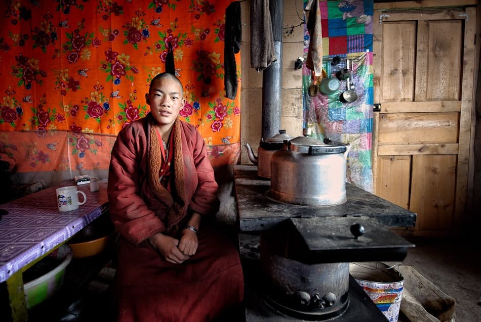 Young Monk Warm Interior by Nicolas Marino — canvas wall art