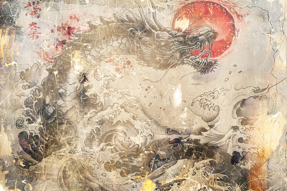 Mythical Dragon Ocean Waves by Rafal Kulik — canvas wall art
