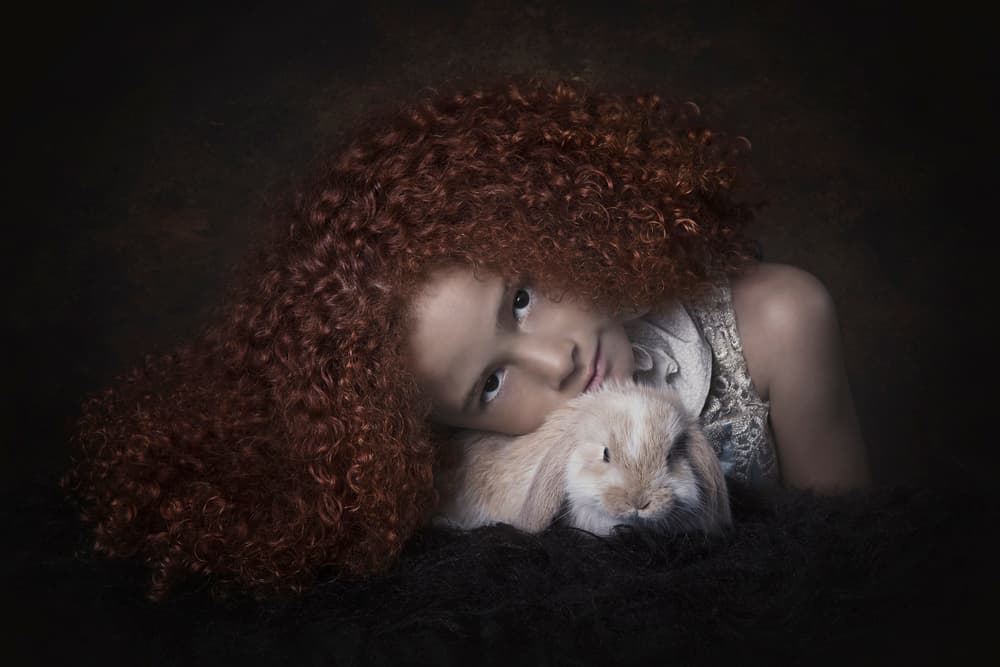 Red-Haired Girl and Bunny by Carola Kayen-Mouthaan — canvas wall art