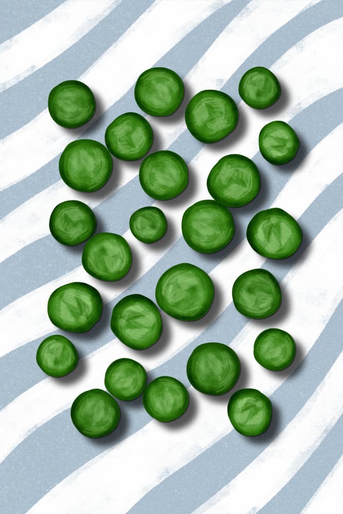 Scattered Green Peas by EMELIEmaria — canvas wall art