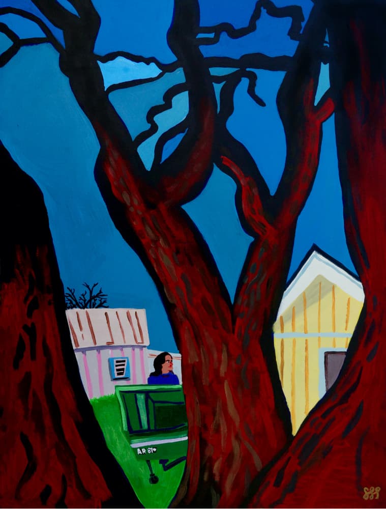 Red Trees Blue Sky by Steve Spencer — canvas wall art