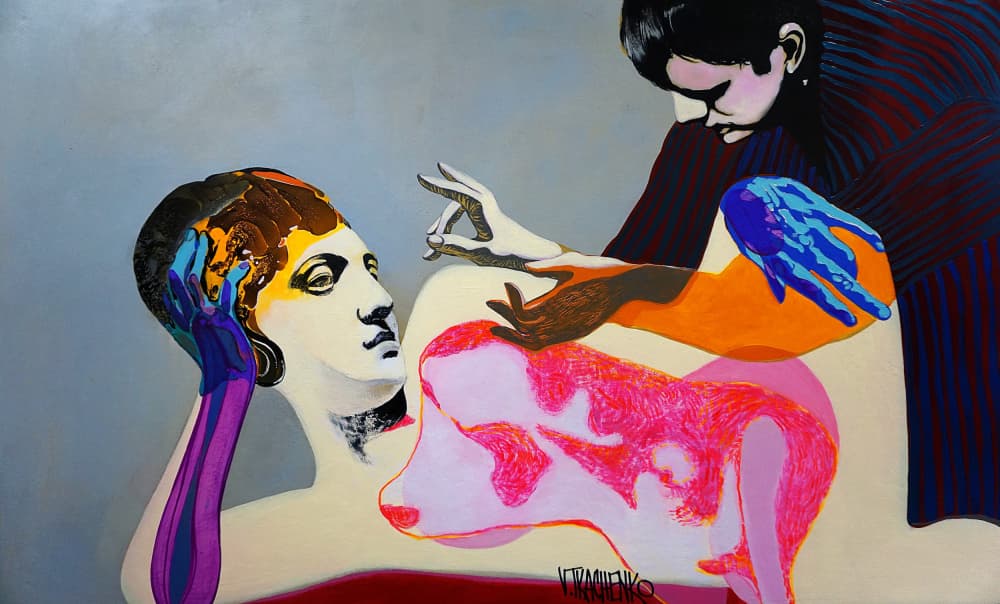 Vibrant Women Abstract Painting by Victor Tkachenko — canvas wall art