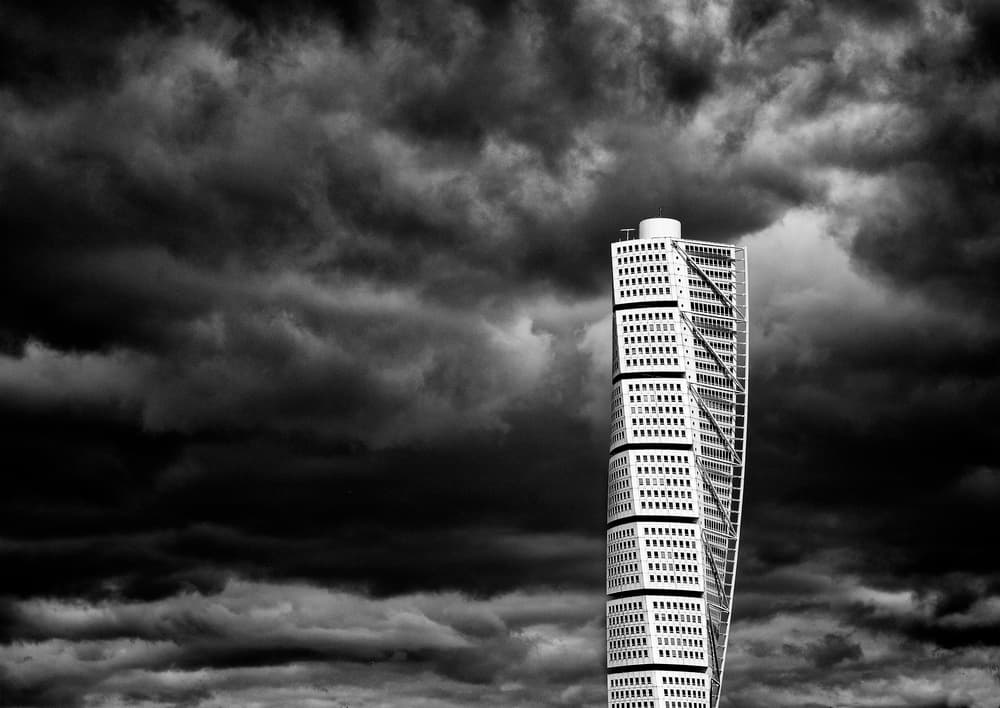 Twisted Skyscraper Storm Sky by Gerard Jonkman — canvas wall art