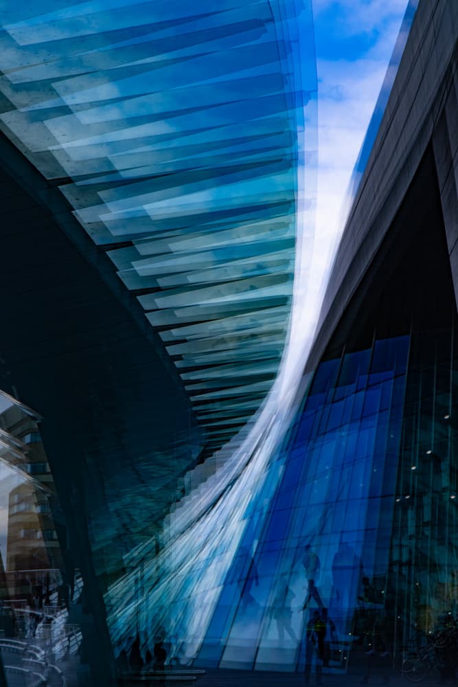 Dynamic Blue Architecture by Anne Ponsen — canvas wall art