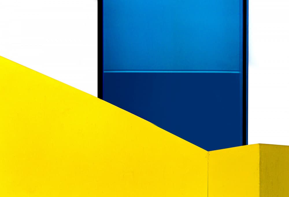 Blue and Yellow Geometry by Eric Mattheyses — canvas wall art