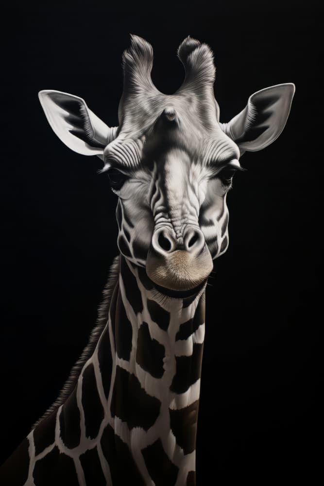 Elegant Grayscale Giraffe by Bilge Paksoylu — canvas wall art