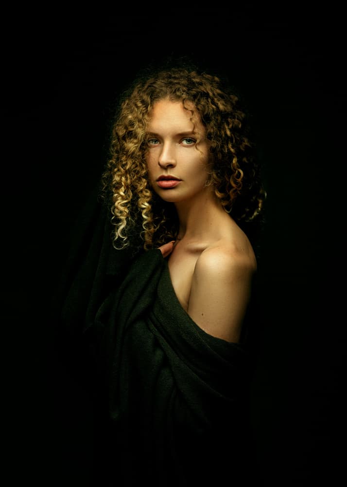 Dramatic Curly Portrait by Sergey Khalemsky — canvas wall art