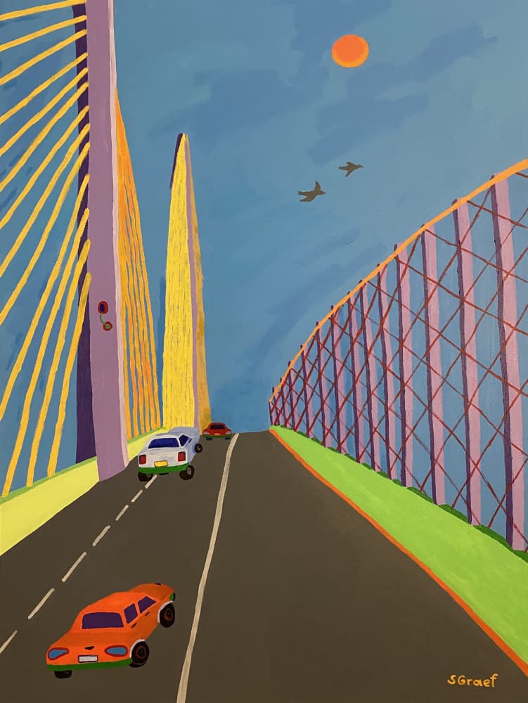 Driving Over the Sunshine Skyway Bridge by Sue Graef — canvas wall art