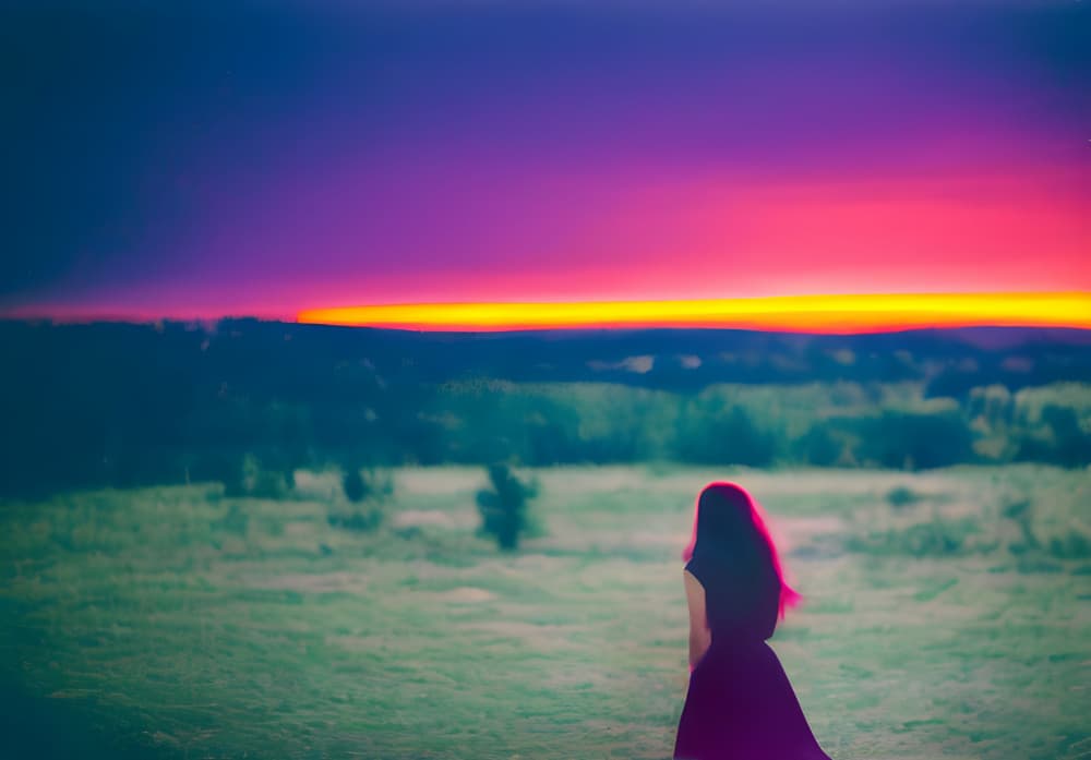 Woman at Vibrant Sunset by Cicero Spin — canvas wall art
