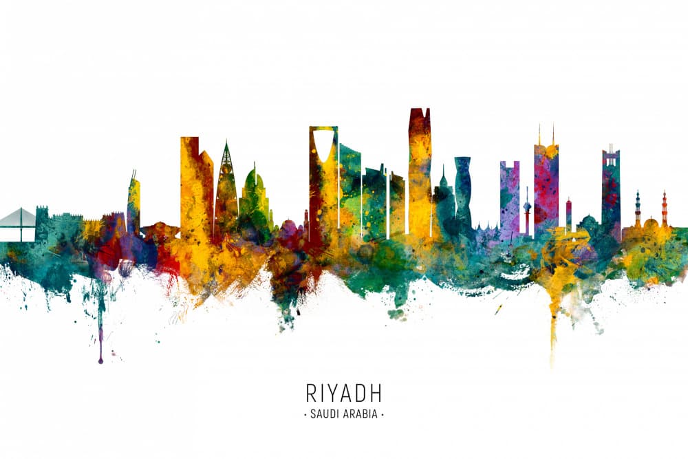 Vibrant Riyadh Skyline by Michael Tompsett — canvas wall art