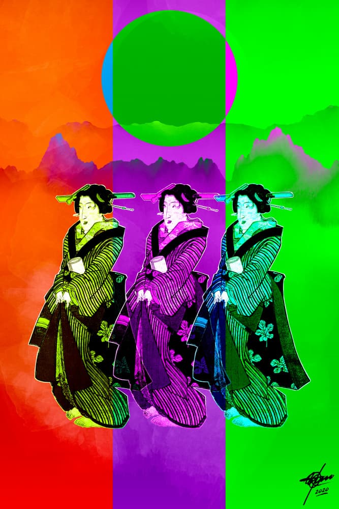 Pop Art Geisha Trio by Osvaldo Russo — canvas wall art
