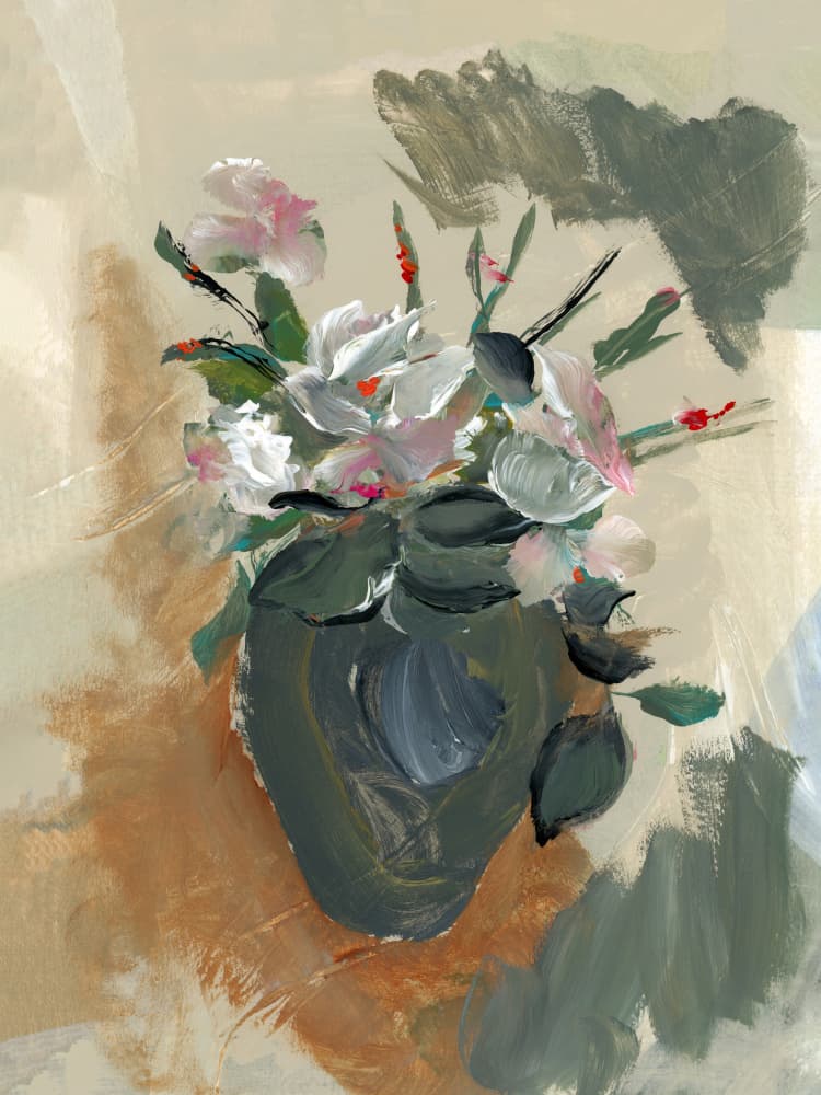 Painterly Flower Still Life by cartissi — canvas wall art
