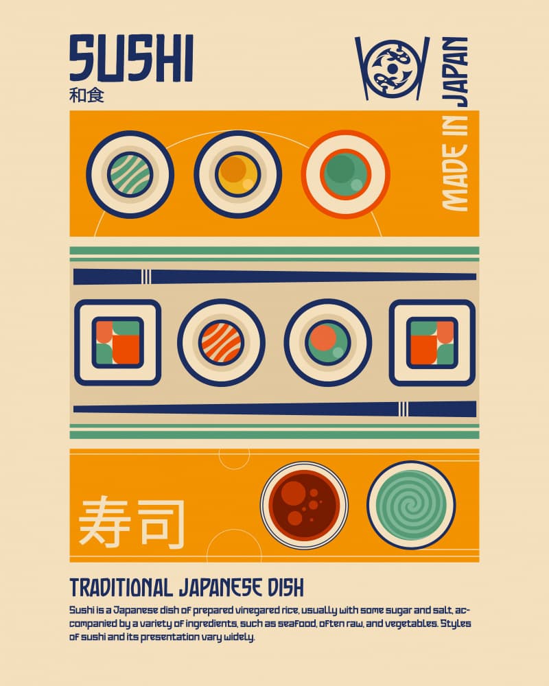 Sushi Japanese Food Print by Retrodrome — canvas wall art