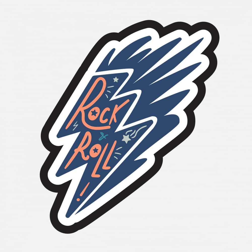 Rock Roll Lightning Bolt by Marika Barsrsind — canvas wall art