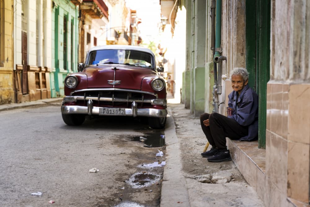 Havana Old Car Woman by Jurij Bizjak — canvas wall art
