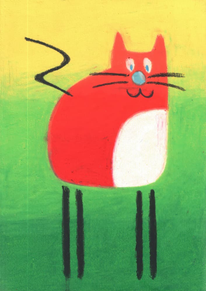 Red Cartoon Cat by Kulik — canvas wall art