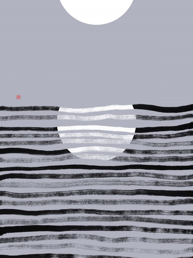 Minimalist Moon Ocean Scene by Thoth Adan — canvas wall art