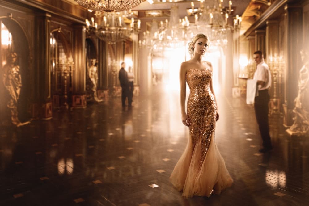 Elegant Woman Grand Hall by Sergey Parishkov — canvas wall art