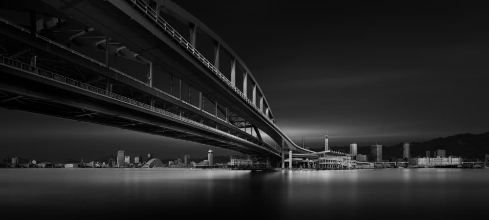 Urban Bridge Nightscape by Yoshihiko Wada — canvas wall art