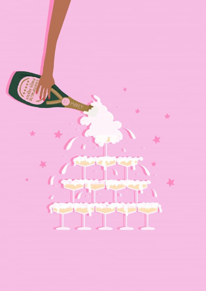 Pink Champagne Tower Celebration by Aislinn Simmonds — canvas wall art