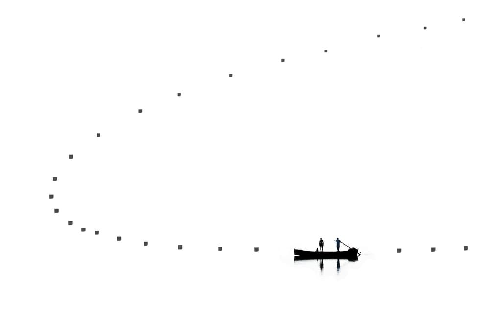Minimalist Boat Path by Sayyed Nayyer Reza — canvas wall art