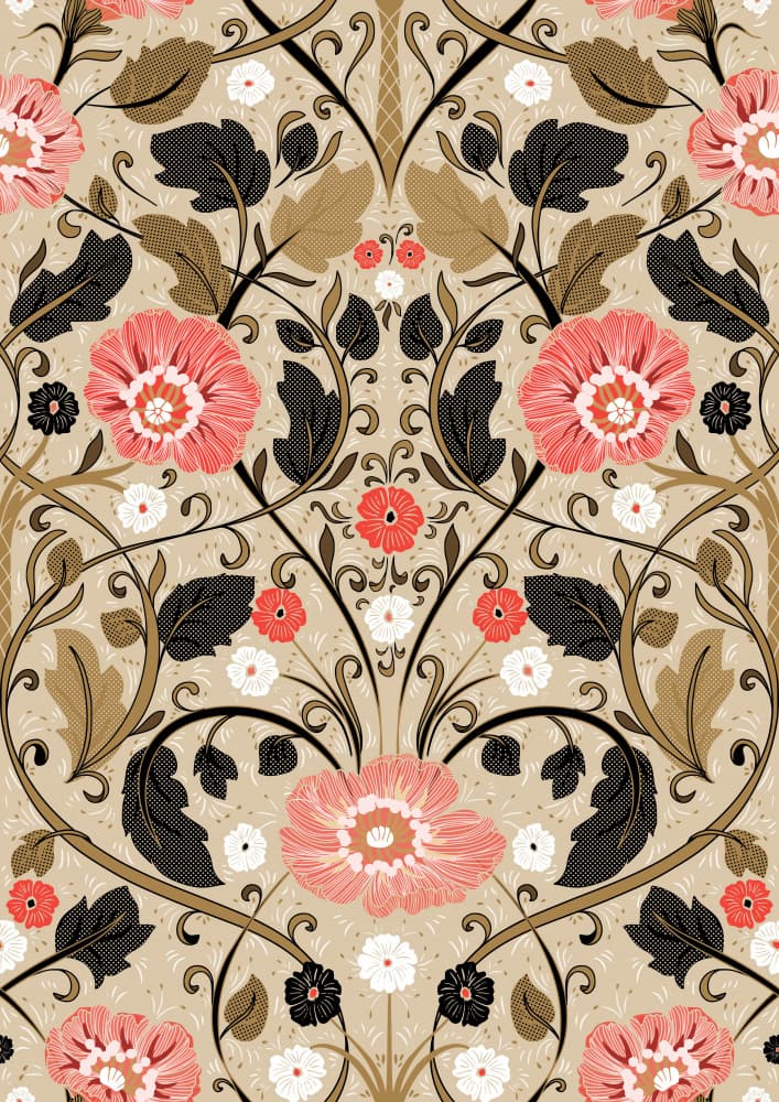 Vintage Floral Pattern by Annick — canvas wall art
