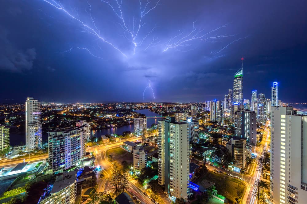 Gold Coast Lightning Storm by Renee Doyle — canvas wall art