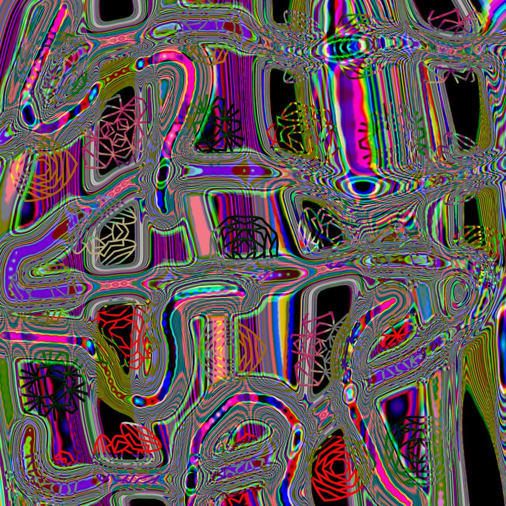 Vibrant Digital Glitch Abstract by Vivian Kim — canvas wall art
