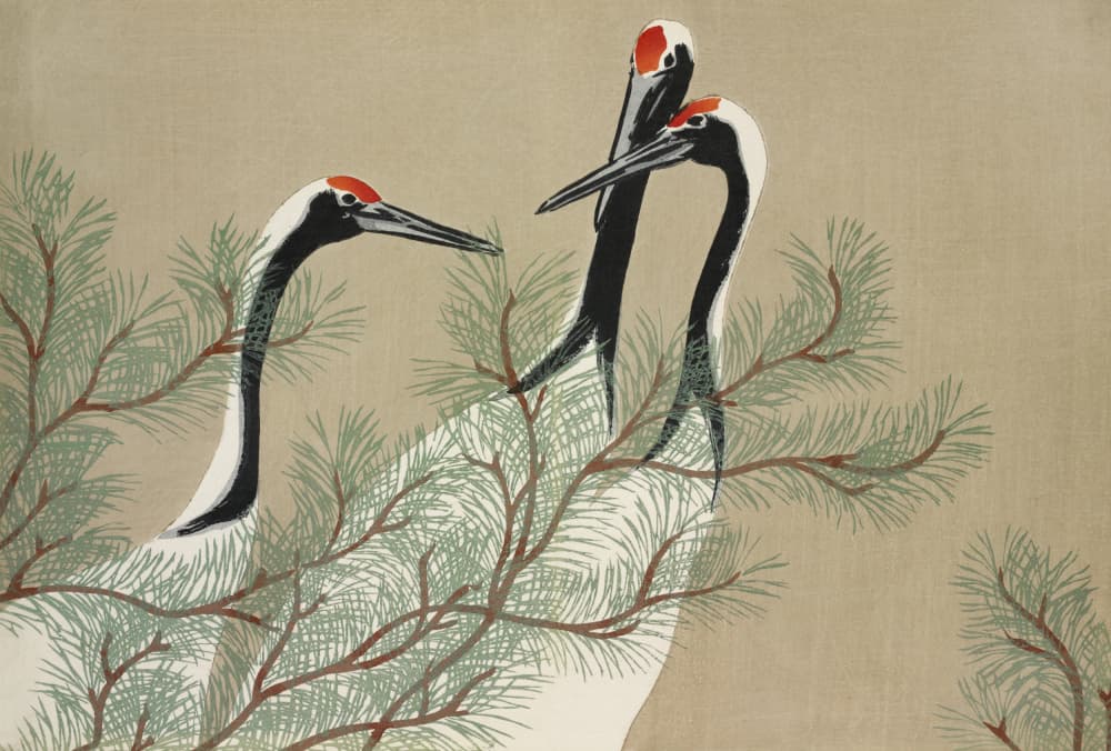 Cranes From Momoyogusa by Kamisaka Sekka — canvas wall art