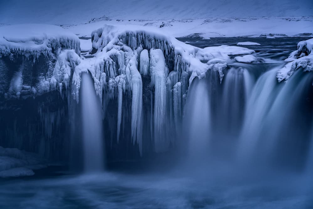 Majestic Frozen Waterfall by Jingshu Zhu — canvas wall art
