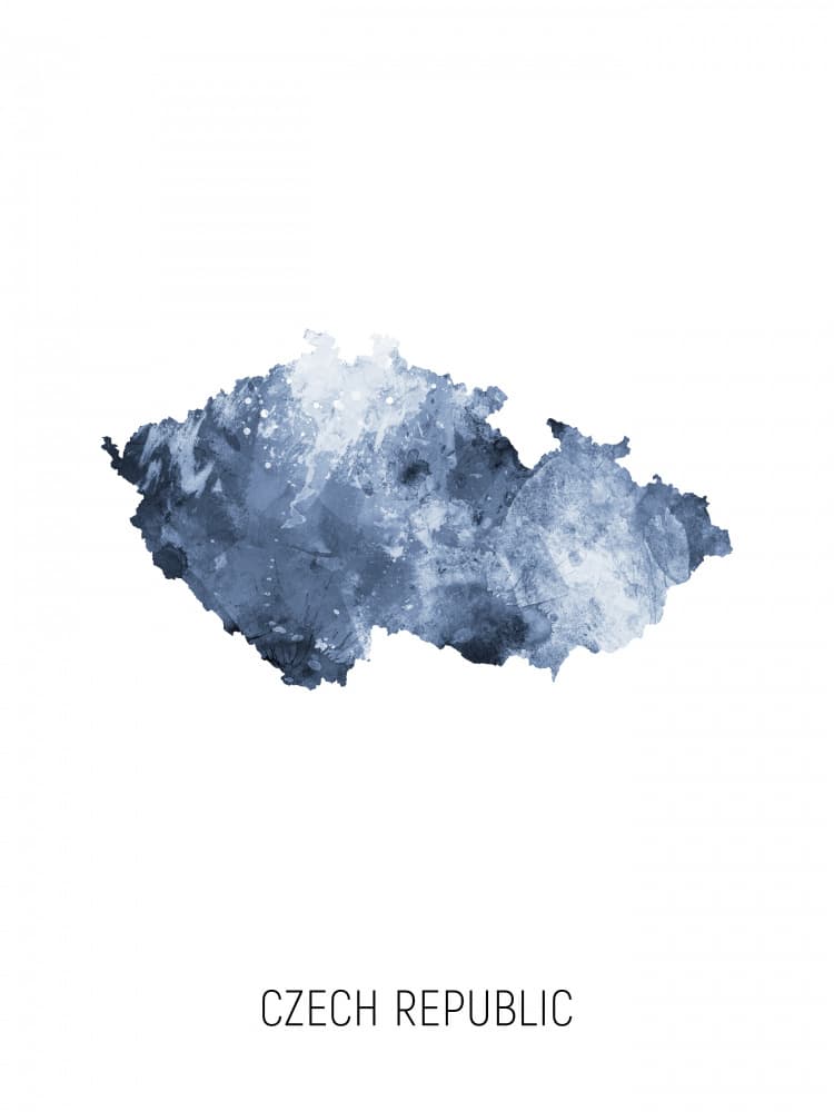 Czech Republic Watercolor Map by Michael Tompsett — canvas wall art