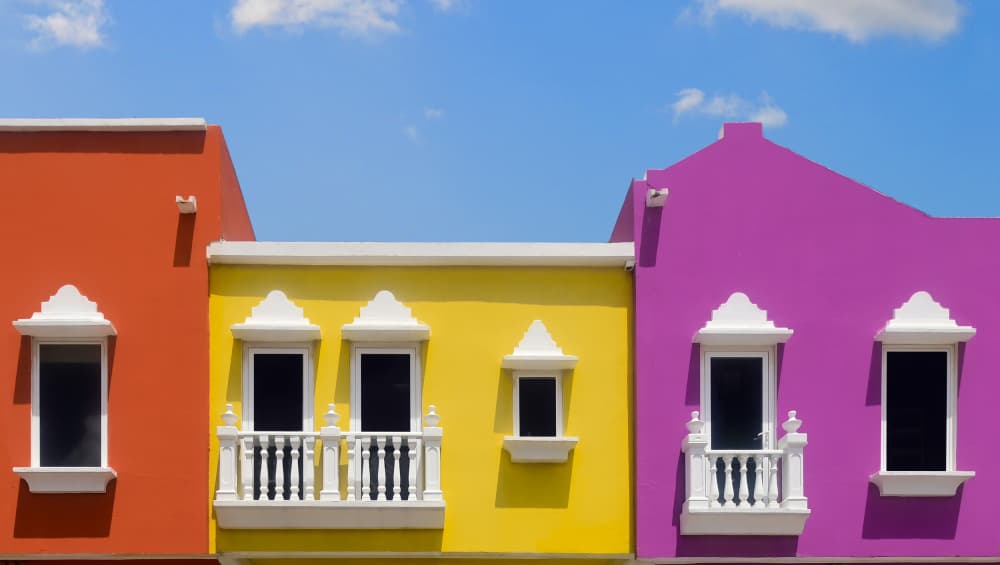 Vibrant Colorful Buildings by wiebe wilbers — canvas wall art
